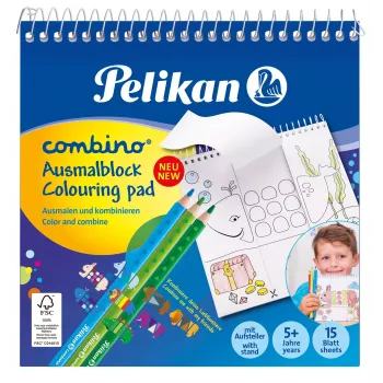 Pelikan 811231 kleurboek-set, 15 pagina's, jongens/meisjes, kleurpotloden inbegrepen, kleurplaten set