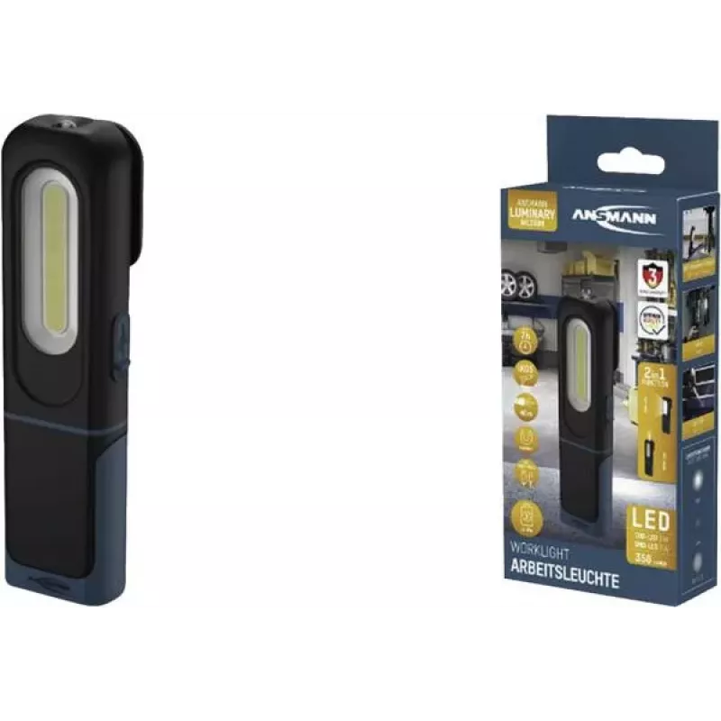 ANSMANN WL350R LED accu-schijnwerper zwart, 1800 lux, 350 lumen, 1 stuk (1600-0706)