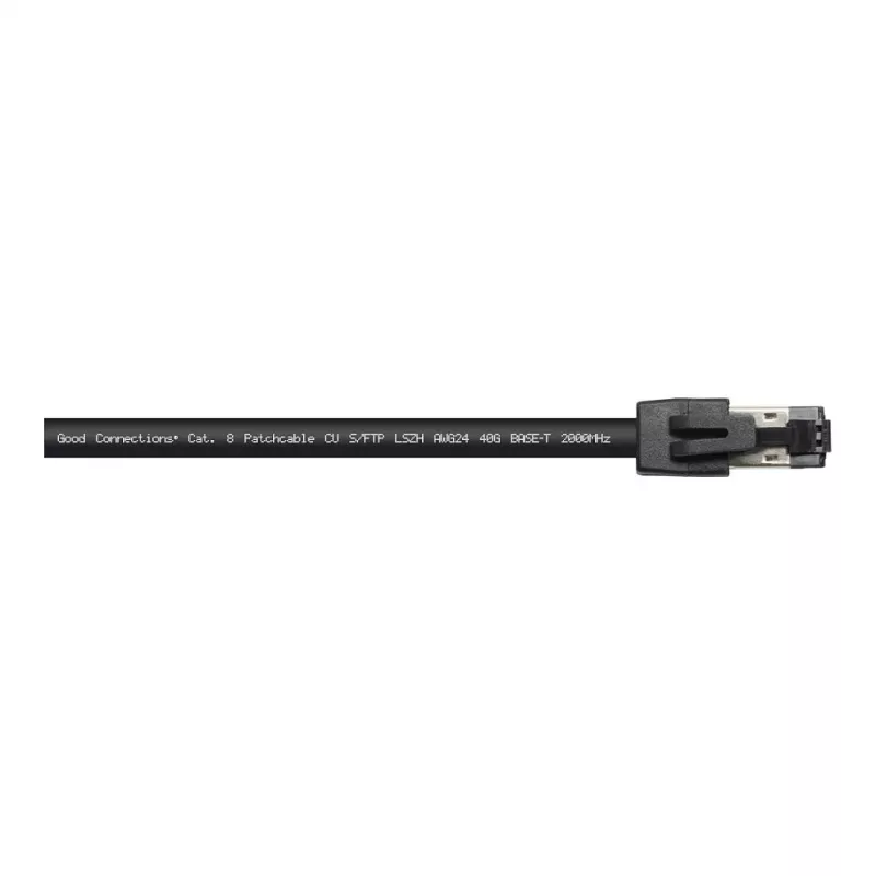 GoodConnections RNS® Cat.8.1 S/FTP patchkabel, 0,5m, zwart, LSZH, 40 Gbit/s, 2000 MHz
