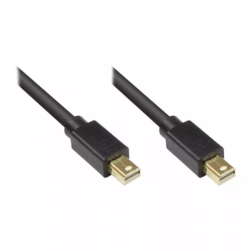 GoodConnections Mini DisplayPort 1.2 kabel, stekker naar stekker, verguld, zwart, 1 m