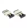 GoodConnections SC/UPC duplex glasvezeladapter, OM2 multimode, keramische huls, kunststof behuizing, met flens, grijs (LW-K207)