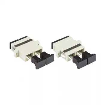 GoodConnections SC/UPC duplex glasvezeladapter, OM2 multimode, keramische huls, kunststof behuizing, met flens, grijs (LW-K207)