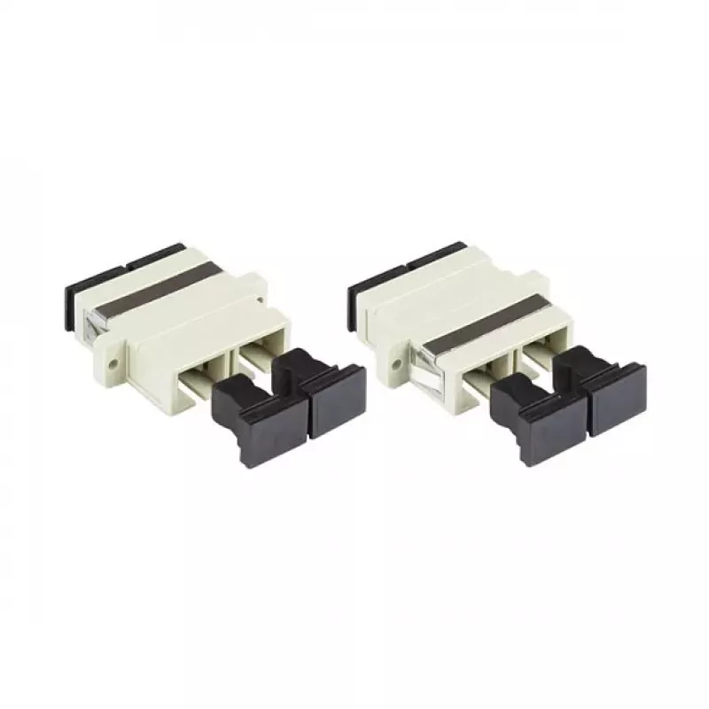 GoodConnections SC/UPC duplex glasvezeladapter, OM2 multimode, keramische huls, kunststof behuizing, met flens, grijs (LW-K207)