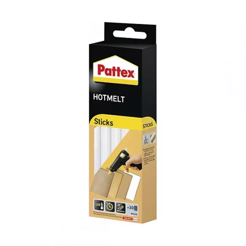 Pattex Hot Glue Sticks Hot Supermatic, 9H PTK6, 6 x 200 mm, 11 mm Diameter, Transparant