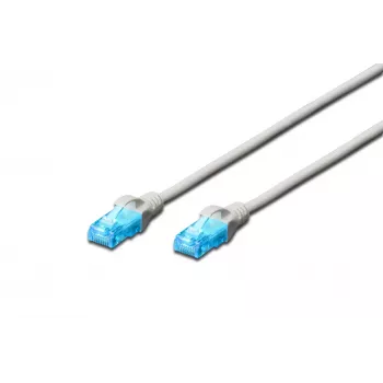 DIGITUS CAT 5e U/UTP patchkabel, 0,5 m, grijs, RJ45, verguld, trekontlasting