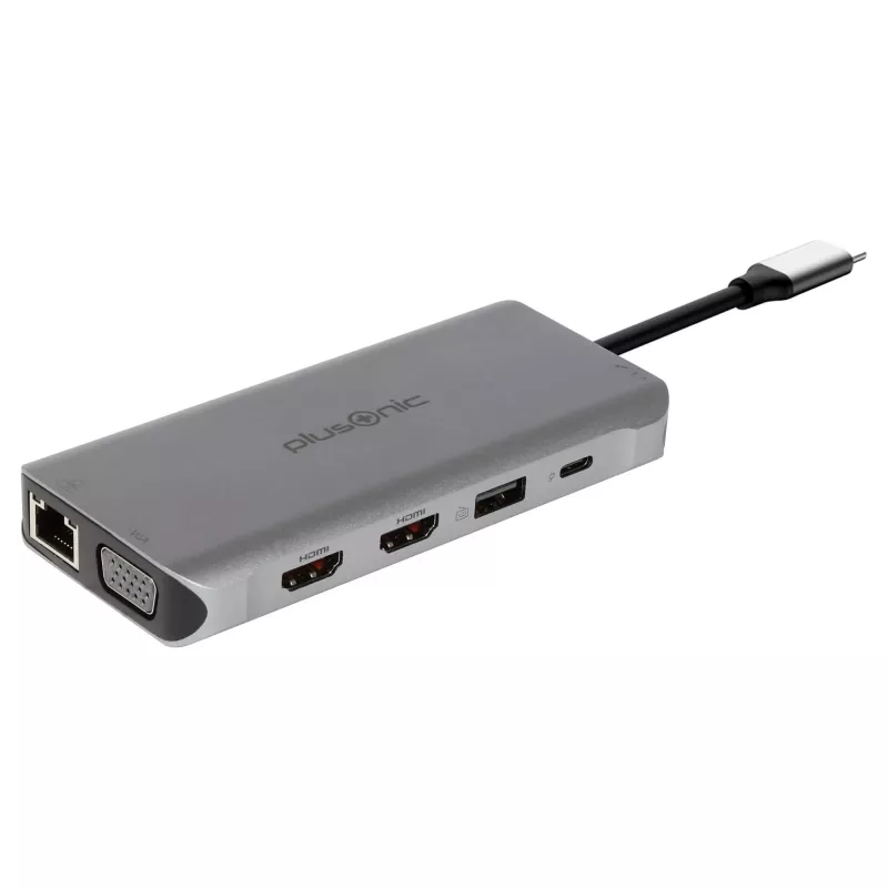 PLUSONIC USB-C docking-adapter 8in1 - Space Gray