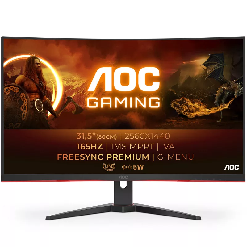 AOC CQ32G2SE 31.5 inch curved QHD-gamingmonitor, 165Hz, FreeSync Premium, VA, 1ms MPRT, DP/HDMI