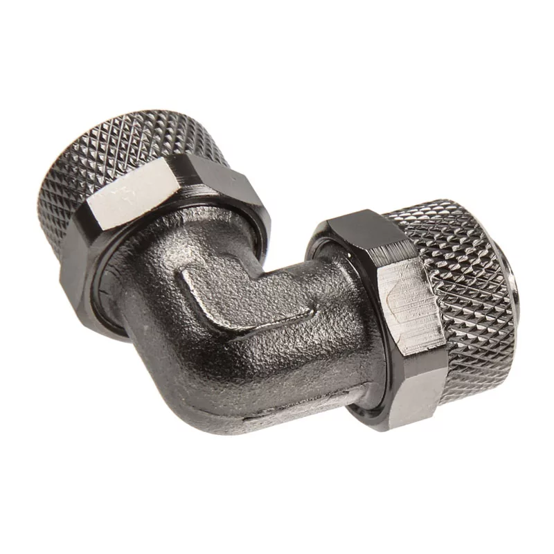Adapter 90° 13/10mm naar 13/10mm - Nikkel Zwart