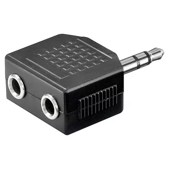 Goobay Hoofdtelefoon AUX-adapter 3,5 mm jack 1-naar-2 splitter, 0,2 m, zwart