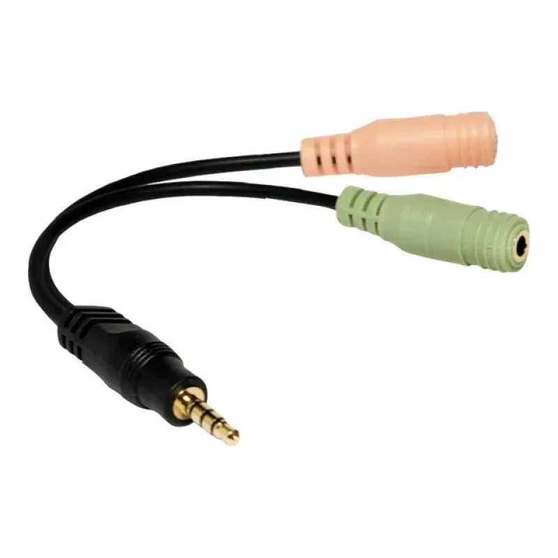 Logilink audio-jackadapter, 4-polig, 3,5 mm stereo male naar 2x 3,5 mm female, 0,15 m