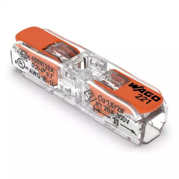 WAGO 221-2411 inline-lasklem 2-aderig 4 mm² 60-pack
