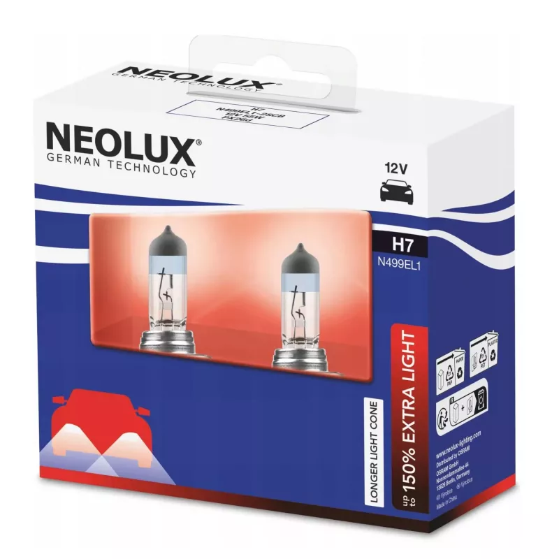 Neolux H7 Extra Light 2-pack halogeenlamp 12V 55W