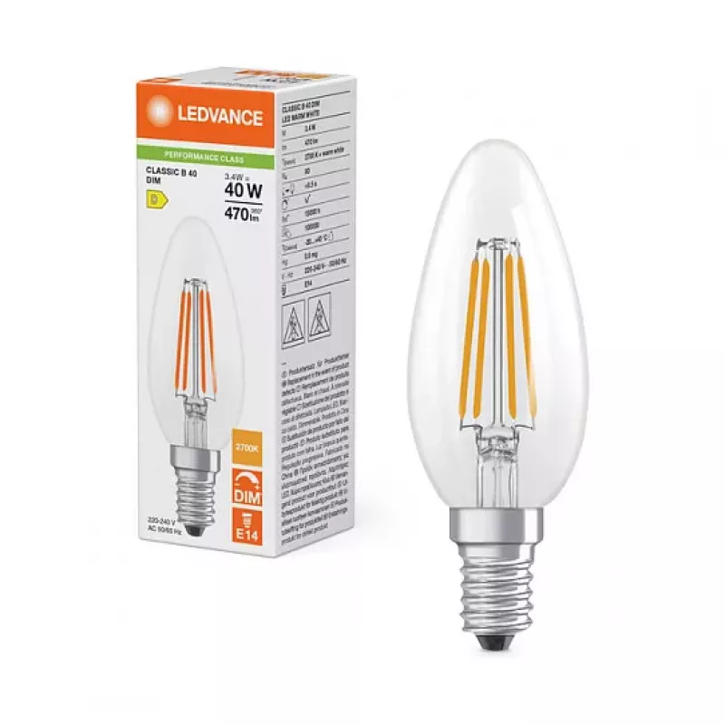 OSRAM LED Classic B 40 filament DIM P 3,4W 827 helder E14 dimbare LED-lamp