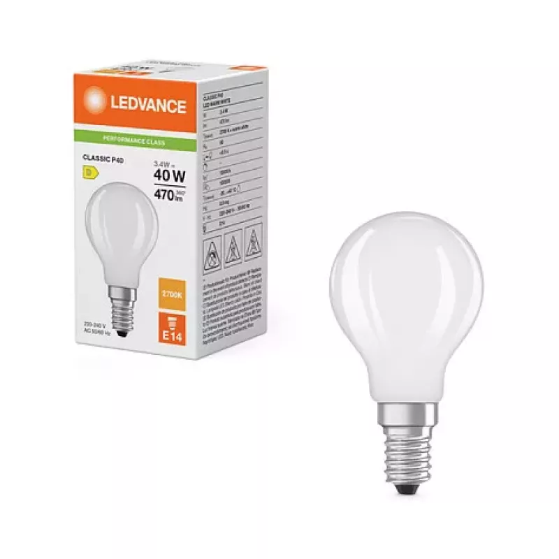 OSRAM LED Classic P 40 Filament 3,4W 827 mat E14 LED-lamp, mini globe