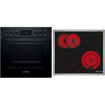 Bosch HND211LB2 zwarte inbouwoven & inductiekookplaat set (HEF113BB0 + NKN645GA2E)