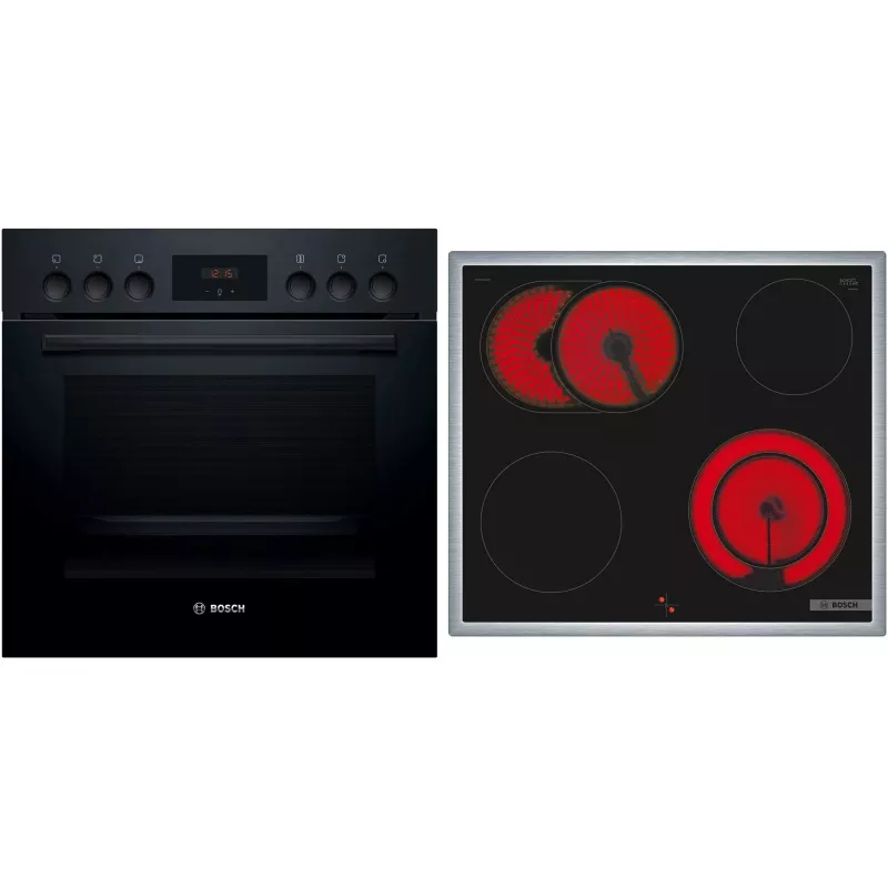 Bosch HND211LB2 zwarte inbouwoven & inductiekookplaat set (HEF113BB0 + NKN645GA2E)