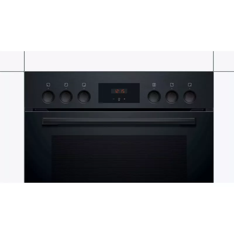 Bosch HND211LB2 zwarte inbouwoven & inductiekookplaat set (HEF113BB0 + NKN645GA2E)