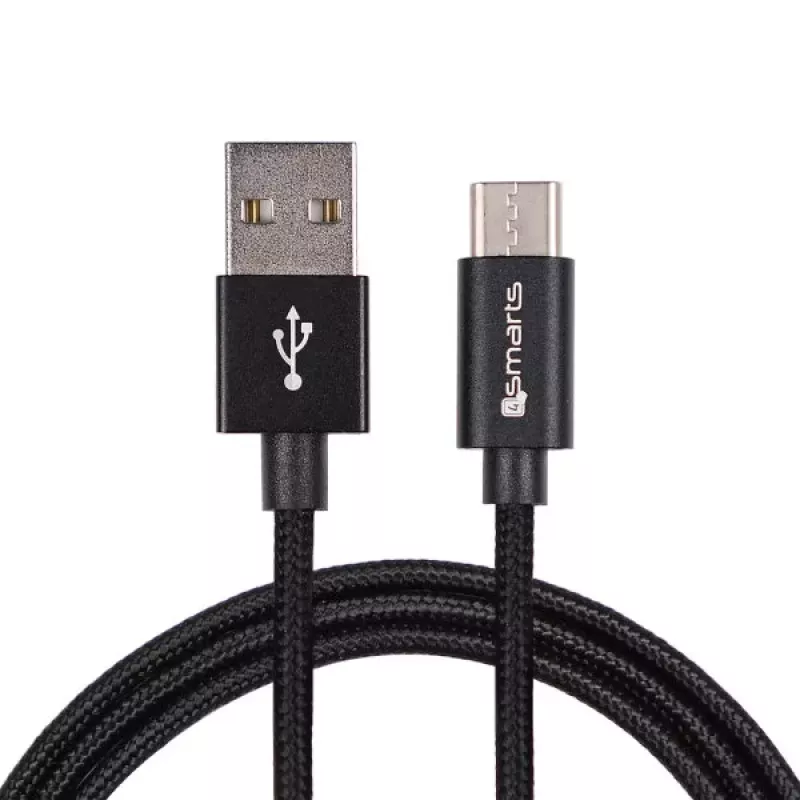 4SMARTS USB-A naar USB-C kabel RapidCord 2A, 2m, zwart