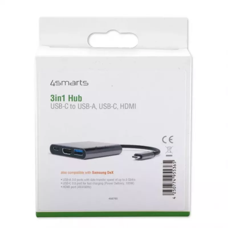 4SMARTS 3in1 hub met DeX-functie, grijs