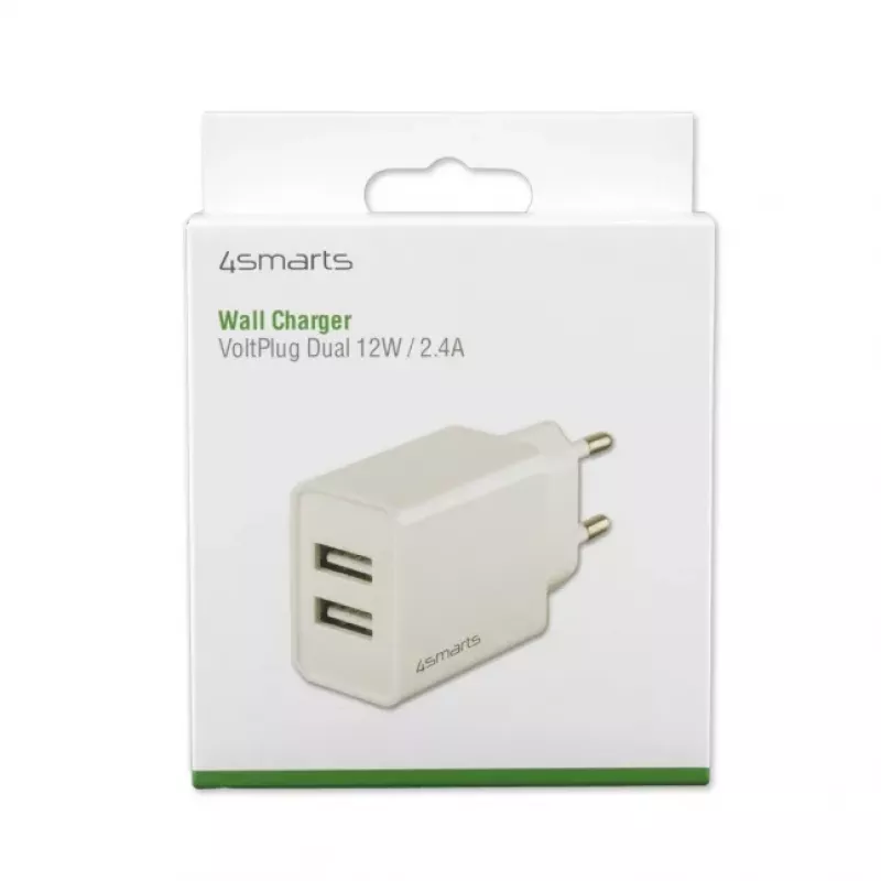 4SMARTS VoltPlug Dual 12W wandlader (zonder kabel), wit