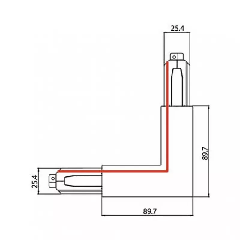 Brumberg 87126080 90° hoekverbinder voor ONETRACK DALI 3-fase railsysteem, zwart
