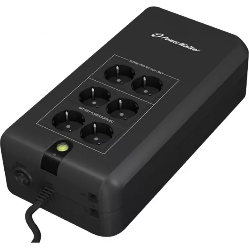 Bluewalker PowerWalker VFD 800 APFC UPS - 800 VA / 420 W - 6 Schuko-stopcontacten - zwart