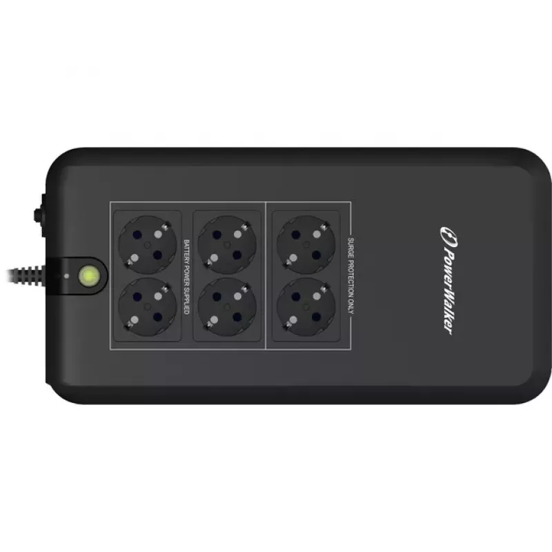 Bluewalker PowerWalker VFD 800 APFC UPS - 800 VA / 420 W - 6 Schuko-stopcontacten - zwart
