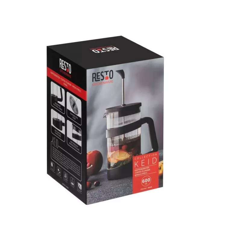 RESTO French Press 600ml roestvrij staal borosilicaatglas koffiezetter