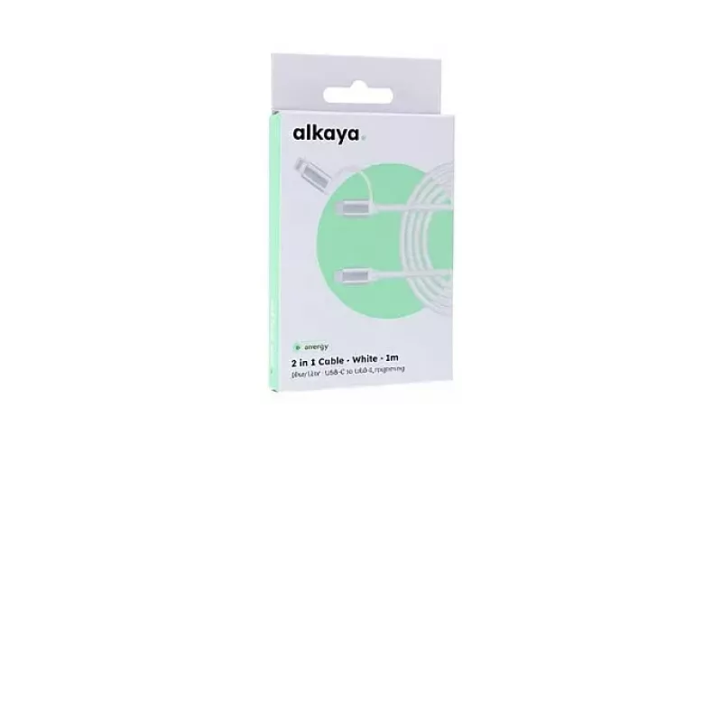 ALKAYA Speed Flex 2-in-1 USB-C - Lightning hoogglans oplaad- en datakabel 15W/12W 1m wit (CL-60027)