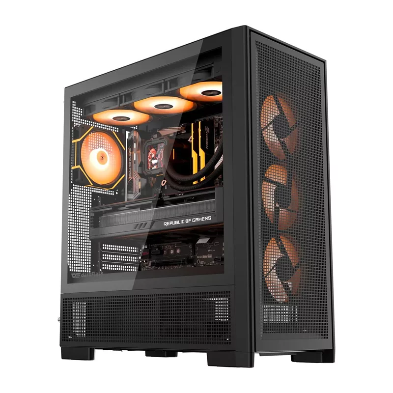 DarkFlash AIRNOVA mid-tower computerbehuizing zwart + 3 x 120mm ARGB-ventilatoren