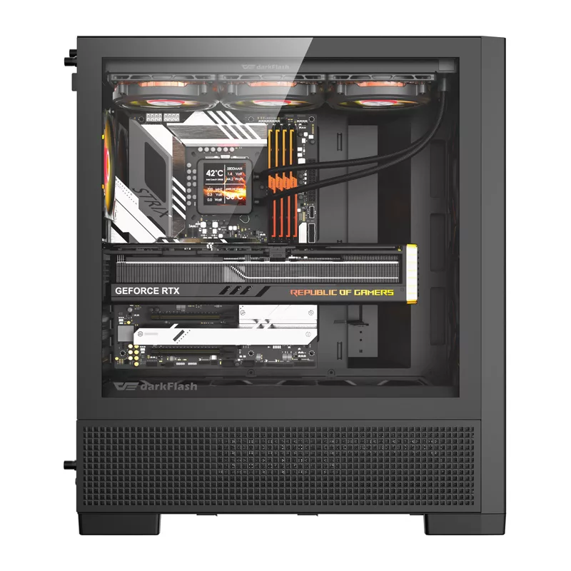 DarkFlash AIRNOVA mid-tower computerbehuizing zwart + 3 x 120mm ARGB-ventilatoren