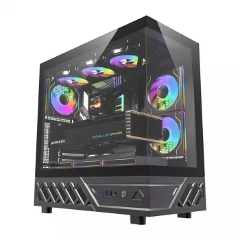 DarkFlash DS950 mid-tower computerbehuizing (zwart) met 6 voorgeïnstalleerde ARGB-ventilatoren