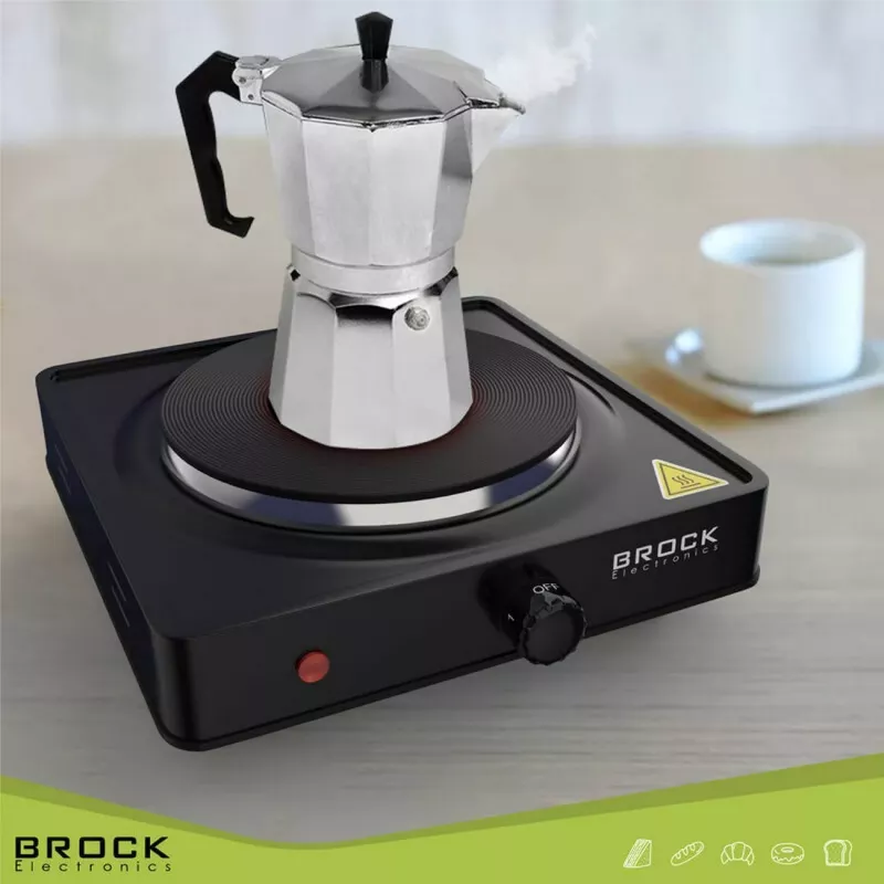 Brock EP 100 BK enkele elektrische kookplaat, 1500 W, zwart