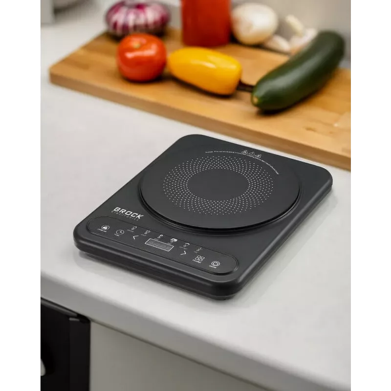 Brock HP 2007 inductiekookplaat, 1 kookzone, 2000 W, touchbediening, timer, zwart