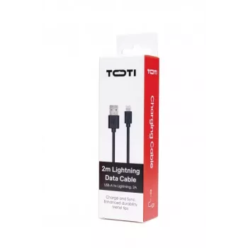 SEEK TOTI USB-A naar Lightning, 2m PVC-datakabel 2A (non-MFI), zwart