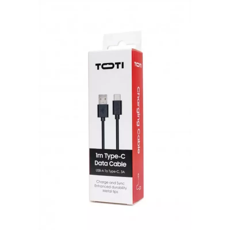 SEEK TOTI USB-A naar Type-C, 1m PVC-datakabel 3A, zwart