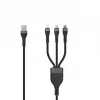 SEEK TOTI USB-A naar micro-USB / USB-C / Lightning 1,5m gevlochten kabel 2A (non-MFI) zwart