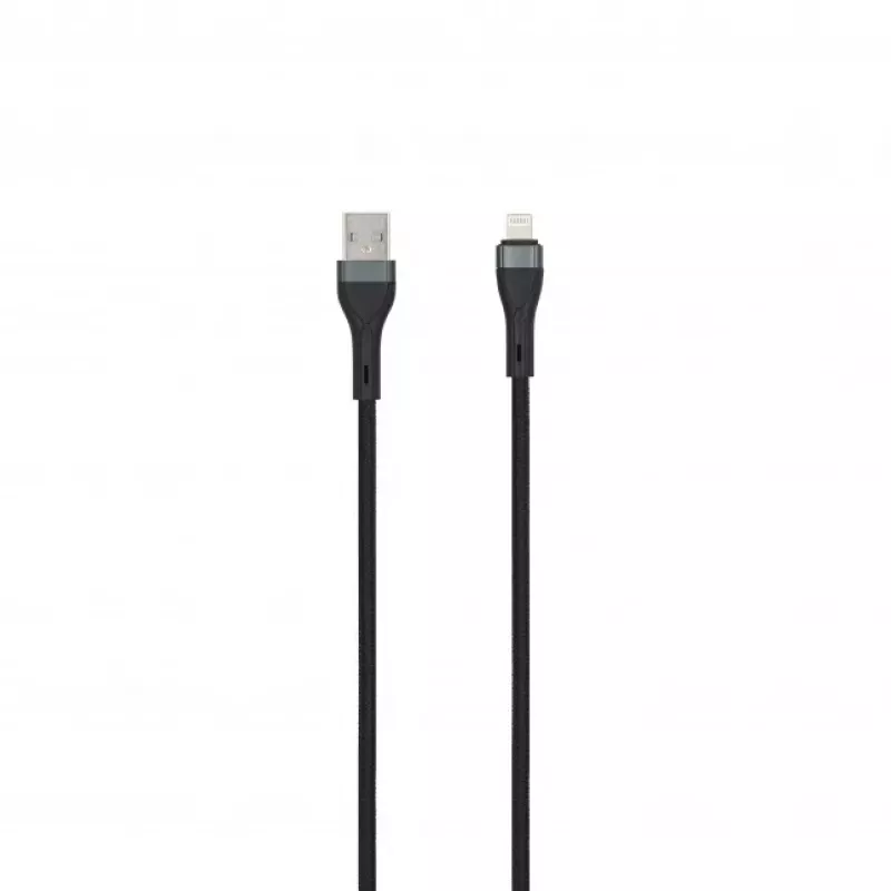 SEEK TOTI USB-A naar Lightning 2m gevlochten kabel 2A (non-MFI) zwart