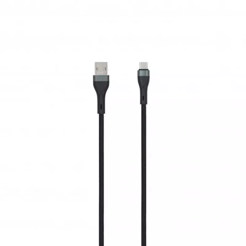 SEEK TOTI USB-A naar USB-C-kabel gevlochten 2m 3A zwart