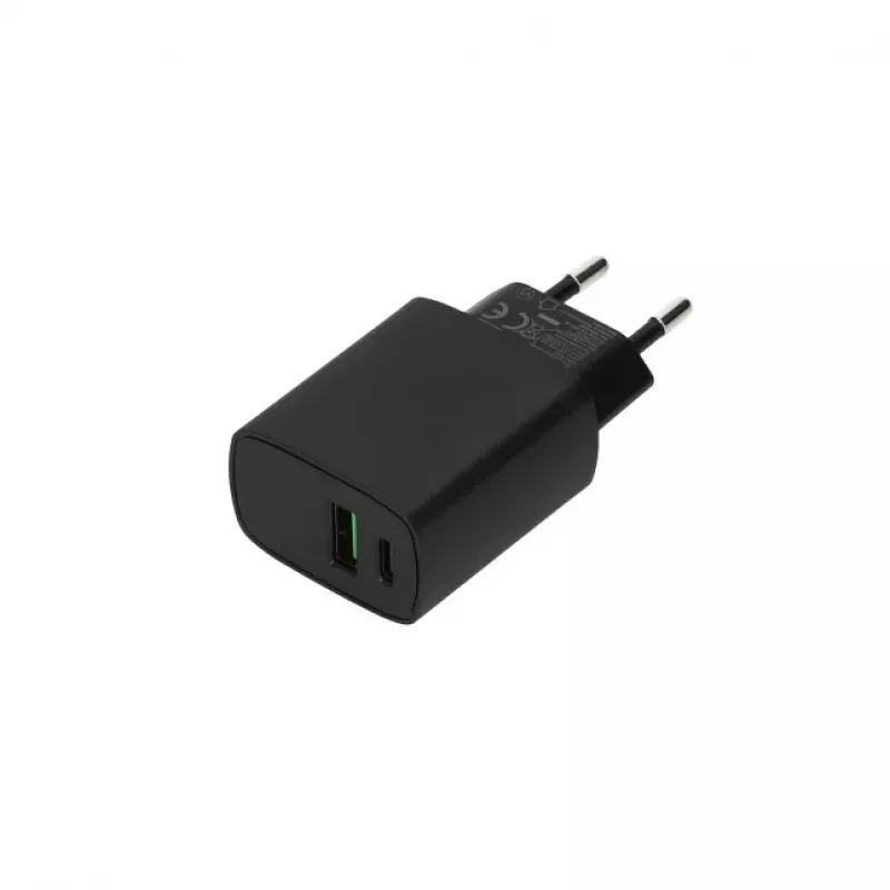 SEEK TOTI 20W Type-C + USB-A wand-snellaadapter, zwart