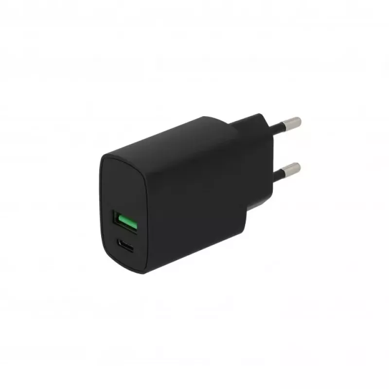 SEEK TOTI 20W Type-C + USB-A wand-snellaadapter, zwart