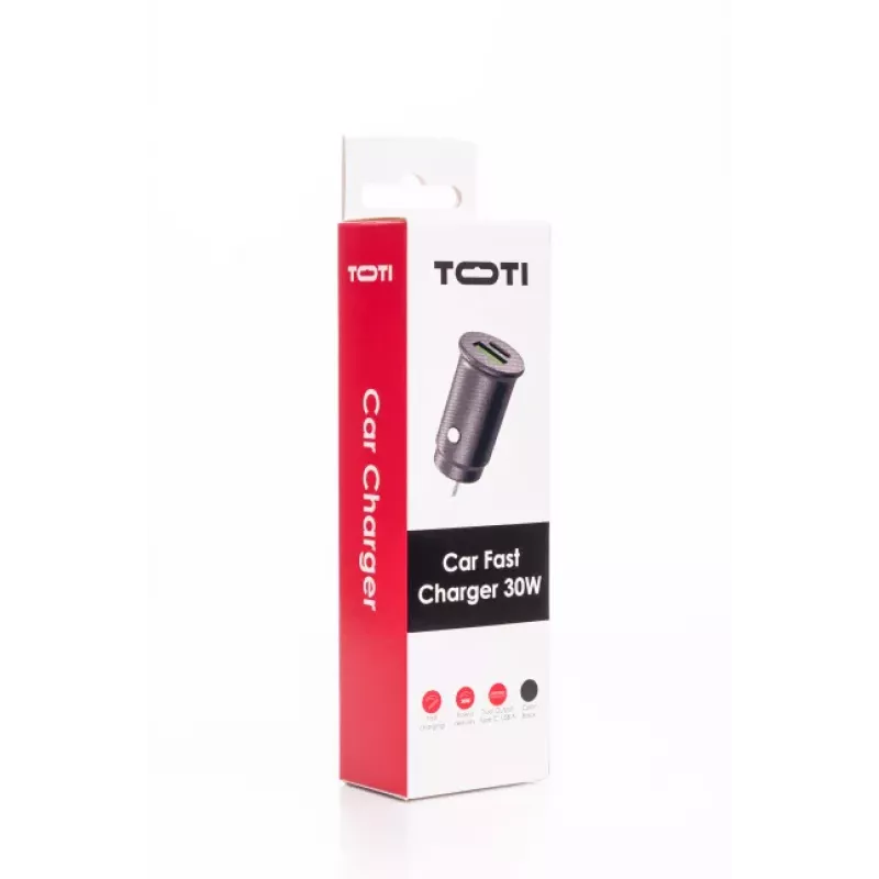 SEEK TOTI 30W Type-C + USB-A auto-snellaadapter, zwart