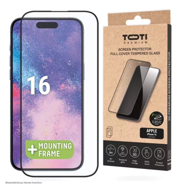 TOTI PREMIUM Premium Tempered screenprotector glass 3D full cover voor Apple iPhone 16