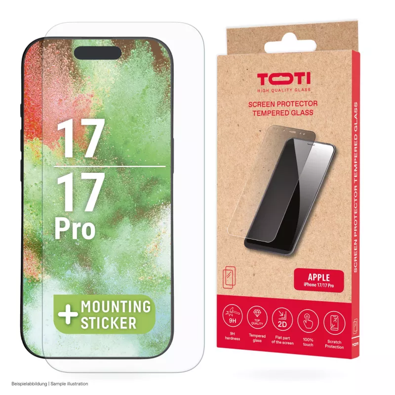 TOTI gehard glas 2D screenprotector Full Cover voor iPhone 17/16 Pro transparant