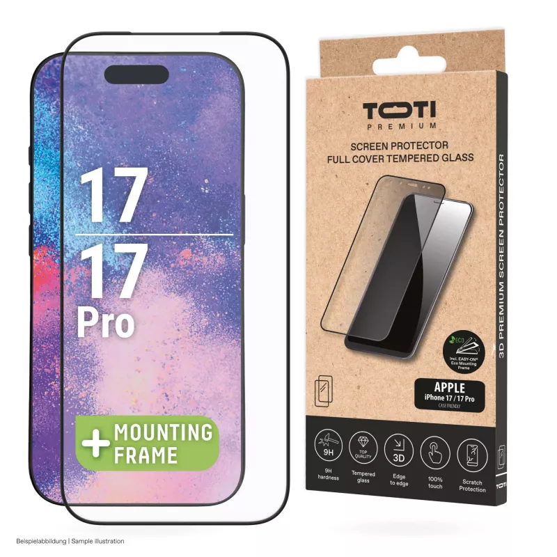 TOTI PREMIUM PREMIUM gehard glas screenprotector 3D Full Cover voor Apple iPhone 17/16 Pro