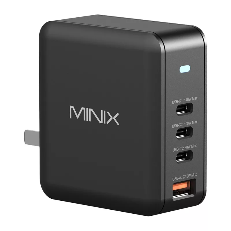 MINIX NEO-P165 GaN-oplaadadapter met 3x USB-C en 1x USB-A aansluitingen 165W