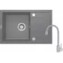 DEANTE granieten composiet 1-baks spoelbak met kraan en afdruiprek, zwart, 780x435 mm