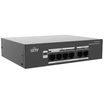 POE LANG NSW2100-6GT-POE-IN 6-poorts PoE+ switch met 4-poorts 10/100Mbps PoE, 1 Gigabit uplink, 1 SFP, 60W budget, unmanaged, desktop/muurmontage
