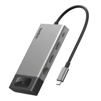 Belkin CONNECT 8-in-1 USB-C-hub voor 2 beeldschermen - Space Gray