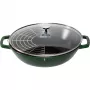 STAUB wok 30 cm met deksel gietijzer basilicumgroen